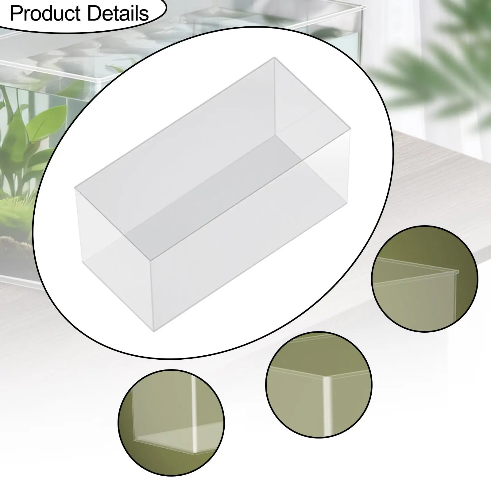 Acuario con bordes lisos para pecera, cuenco de pescado transparente resistente portátil para críticas, tortugas, terrapin, decoración del hogar - imagen 5