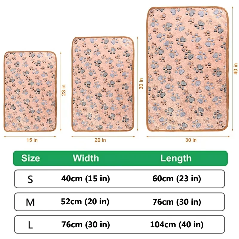 Estera de cama para perros, manta suave y esponjosa para mascotas, bonito patrón de patas/elefante, estera de viaje para mascotas, manta cálida y cómoda para perros y gatos - imagen 4