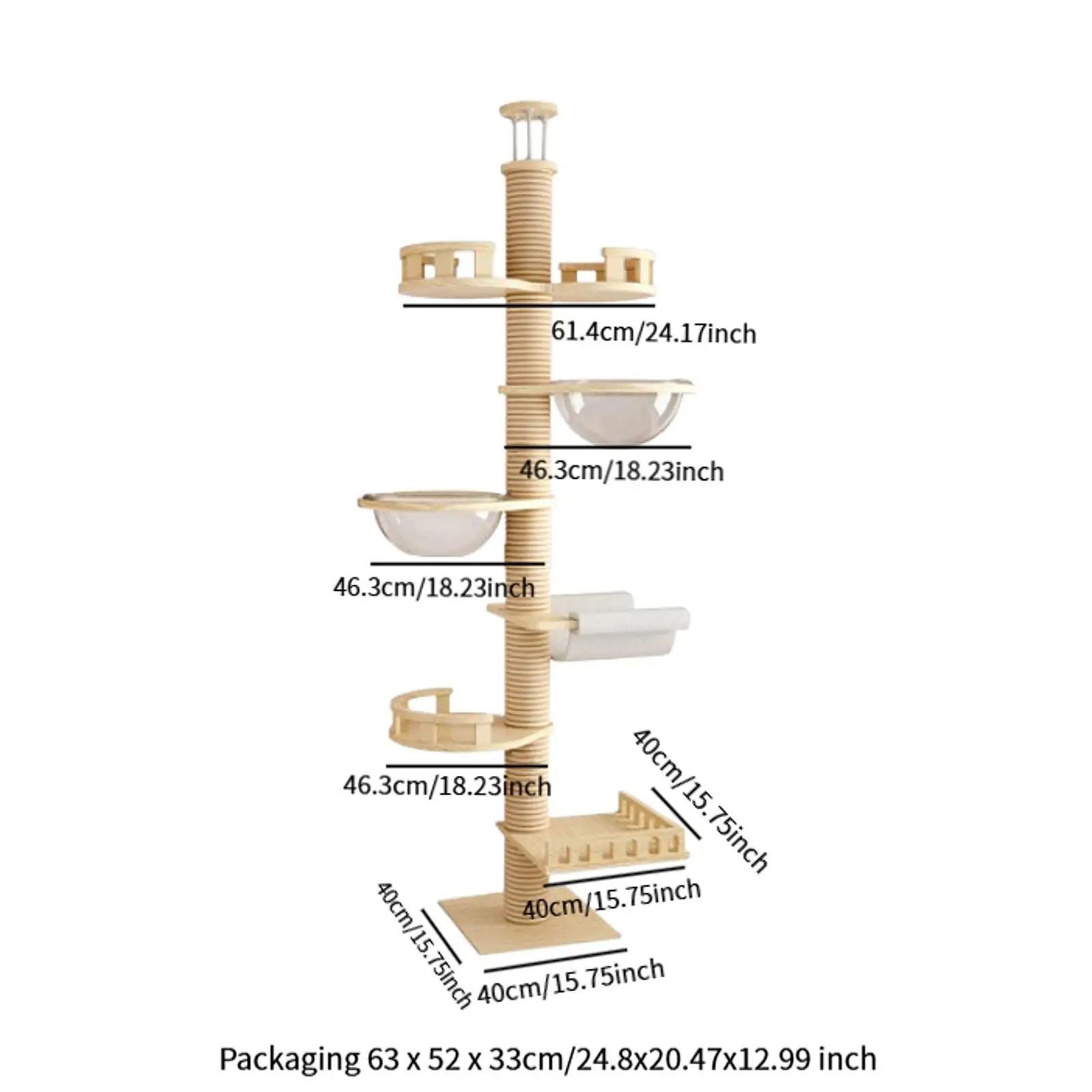 Floor to Ceiling Cat Tree Climbing Frame DIY Wooden Tower Condos for Kitten
