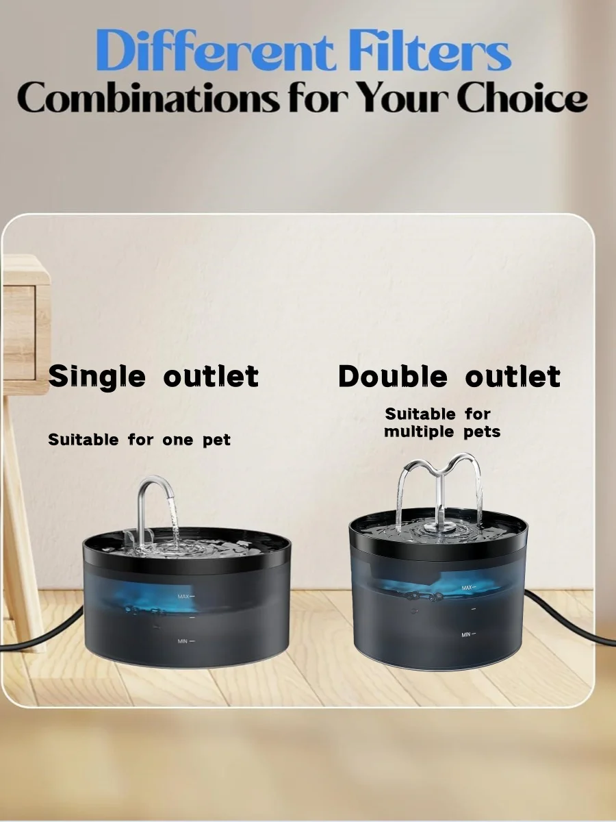 Fuente de agua automática para mascotas de 2,1 l, grifo con bomba ultrasilencioso para interiores, fuentes para gatos adecuadas con Sensor USB eléctrico para gatos y perros - imagen 3