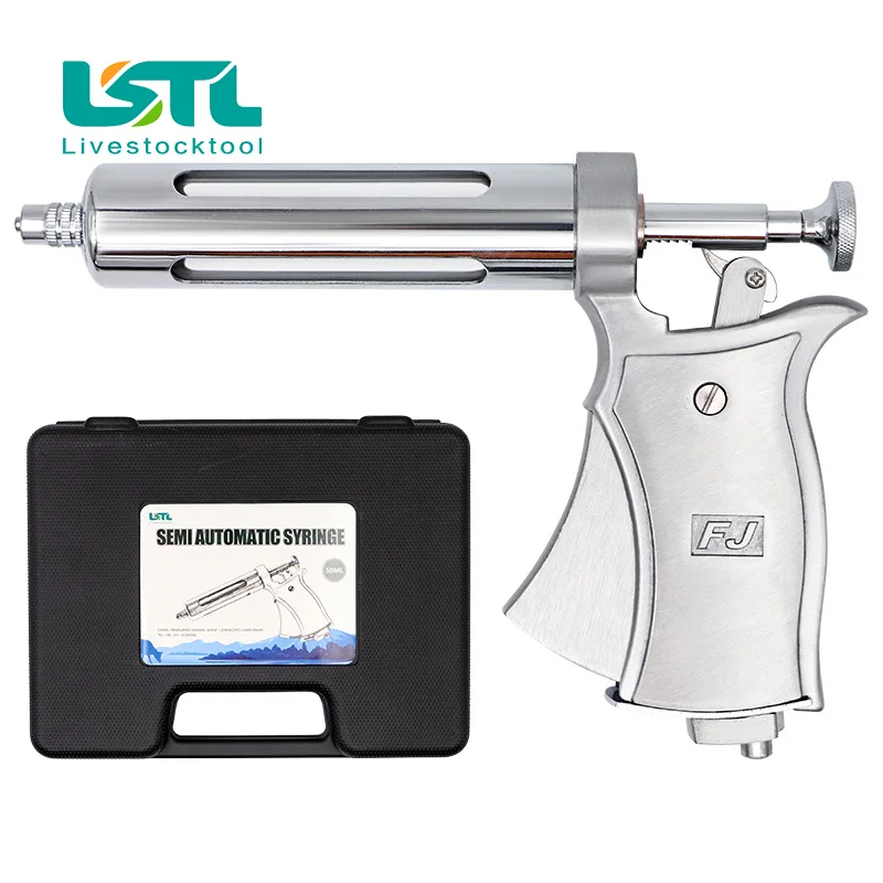 Jeringa continua semiautomática para ganado, equipo veterinario para caballos, ovejas, ganado y cerdos, inyector de vacuna ajustable de 50ml - imagen 5