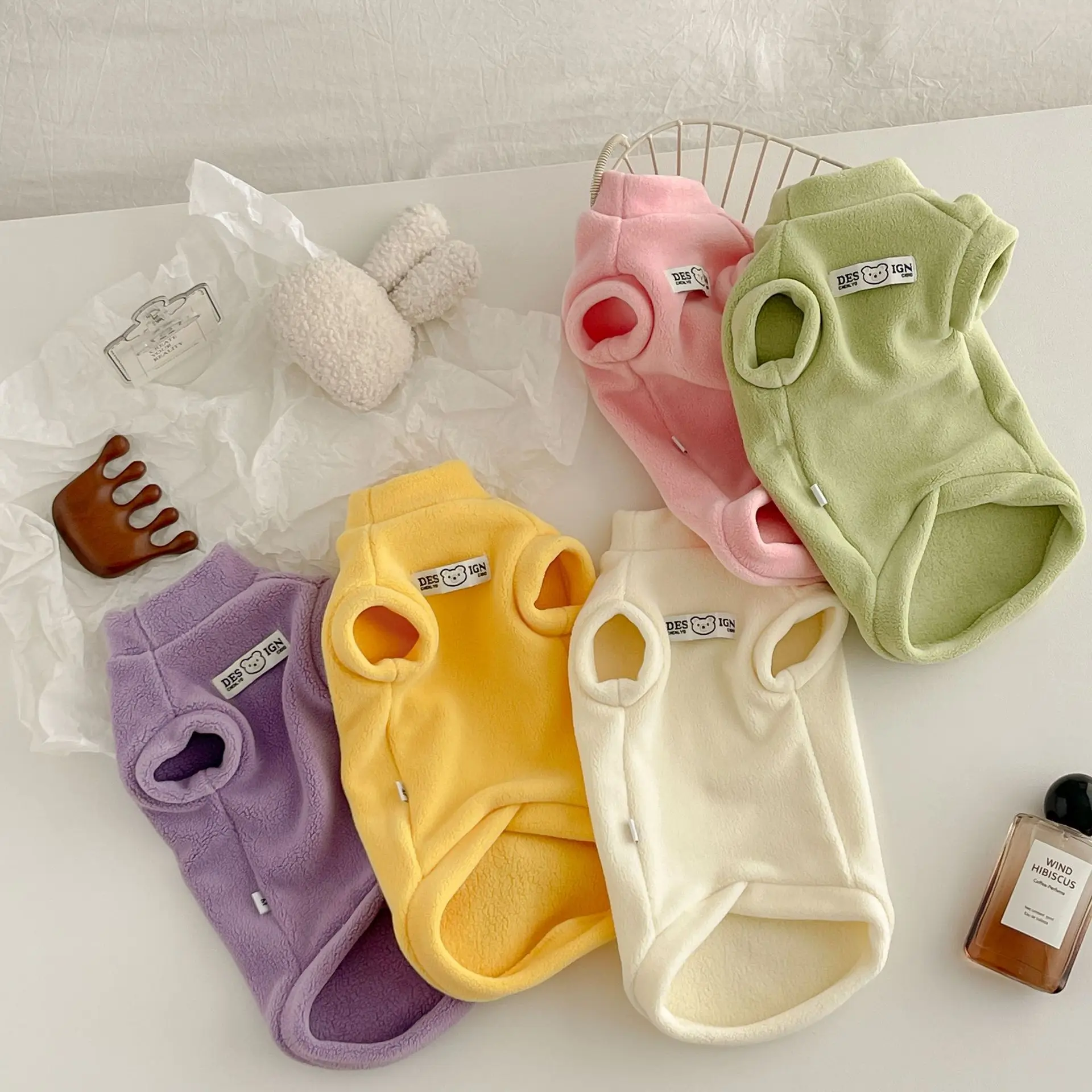 Camisa básica de franela de doble cara para mascotas, chaleco grueso de otoño e invierno, pijamas elásticos suaves, cálidos y cómodos para perros pequeños - imagen 4