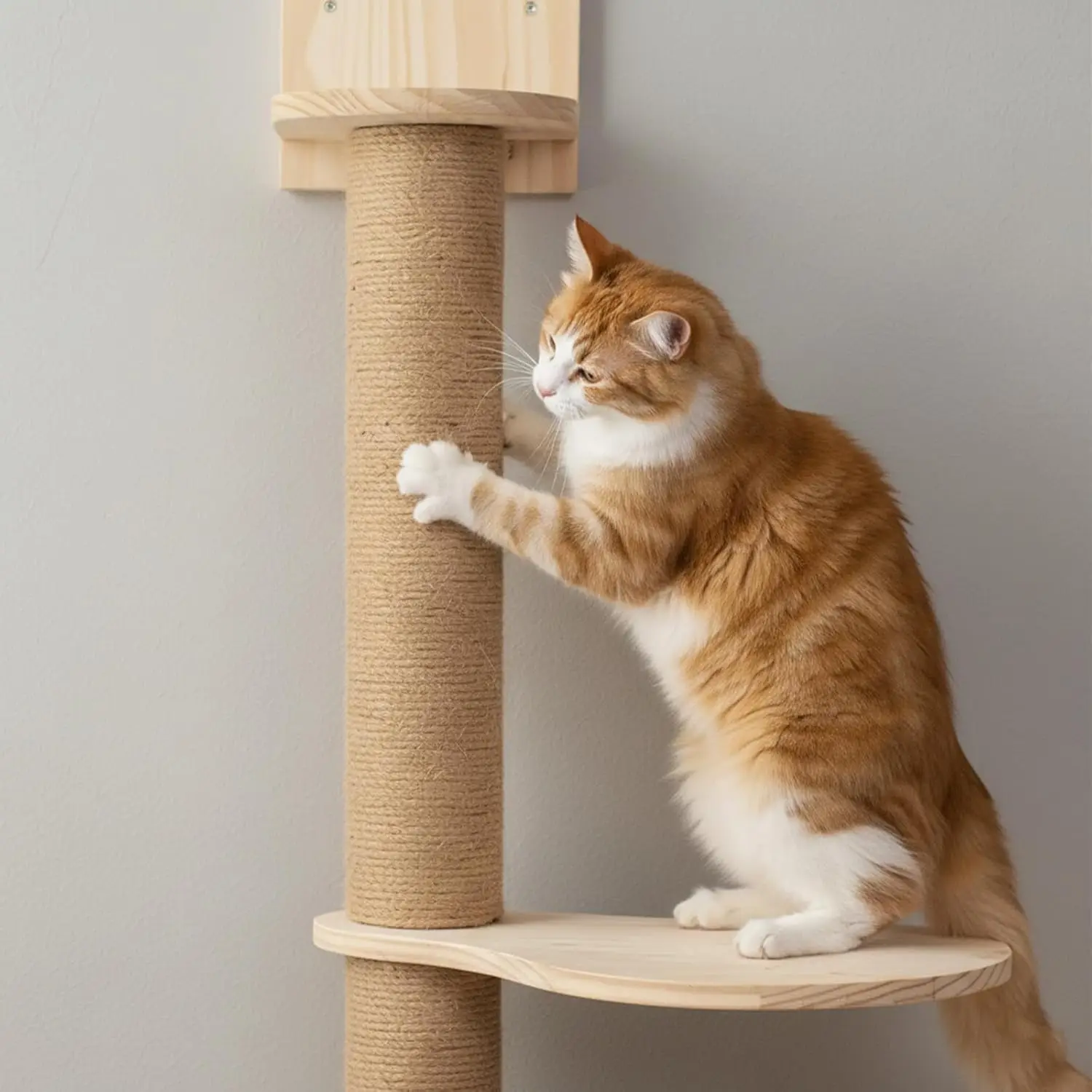 Estructura de Escalada para Gatos Montada Pared con Hamaca y Sisal - imagen 2