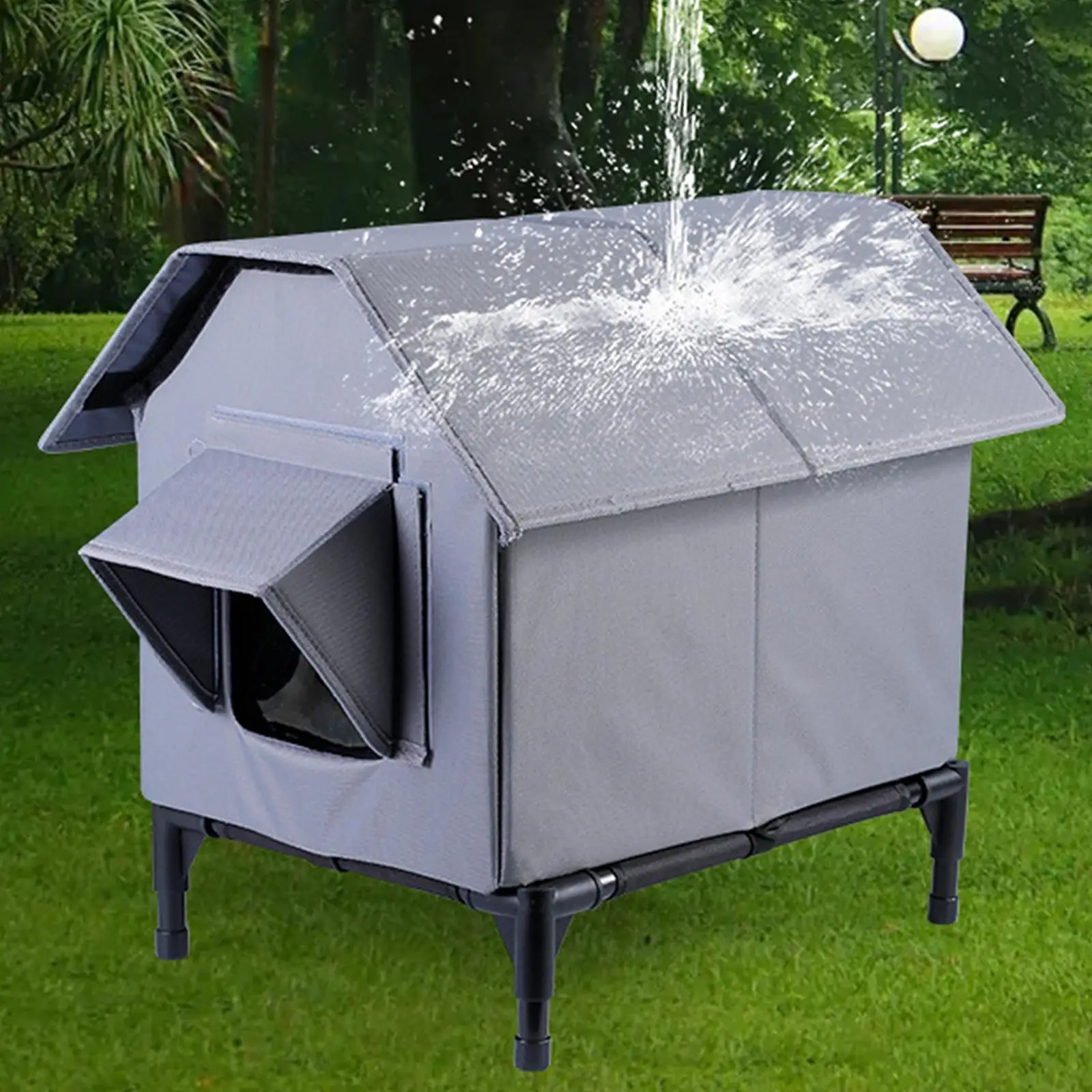 Feral Cat House Weatherproof Cozy for Barn Porch Waterproof with Roof Window