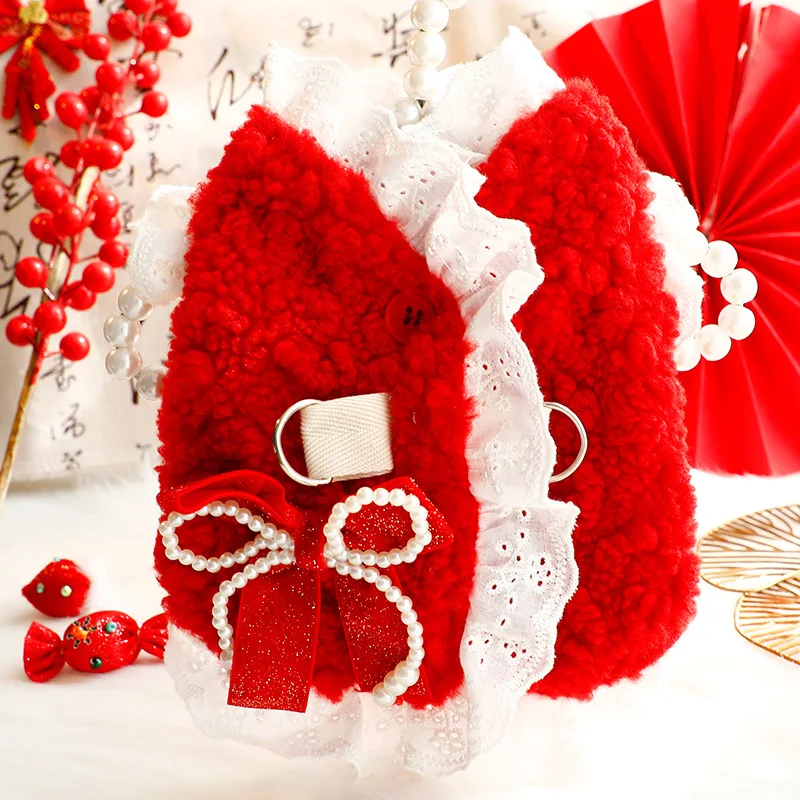 Ropa de otoño e invierno para perros, ropa de princesa para mascotas, chaleco de terciopelo, suéter para perros pequeños