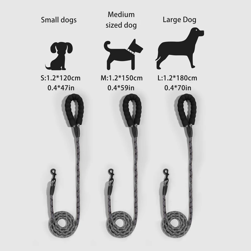 Correas reflectantes de nailon para perros, cuerda de tracción para correr al aire libre, caminar, perros pequeños, medianos y grandes, S/M/L - imagen 3