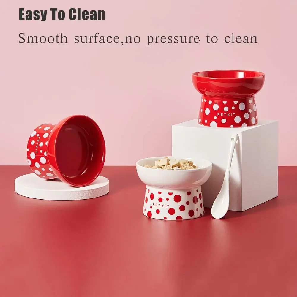 PETKIT-cuencos de cerámica para comida de gato, juego de cuencos de agua y comida elevada, cuencos de porcelana para mascotas pequeñas, gatitos y cachorros - imagen 2