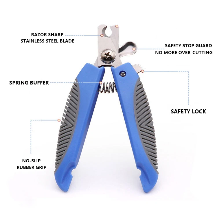 Cortauñas y recortadores para perros y gatos con protector de seguridad, lima de uñas gratis para perros medianos y grandes, herramienta de aseo profesional para mascotas - imagen 3