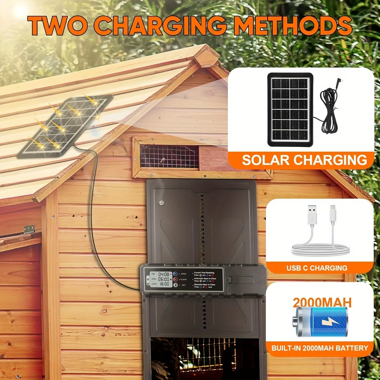 Puerta automática solar para gallinero con temporizador y mando a distancia - imagen 3
