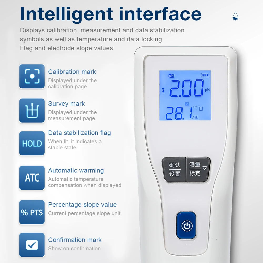 Medidor de PH Digital tipo rotulador probador de acidez precisión de 0,01 pH 3 en 1 Probador de Calidad del Agua Detector de PH de laboratorio con Base de carga - imagen 4