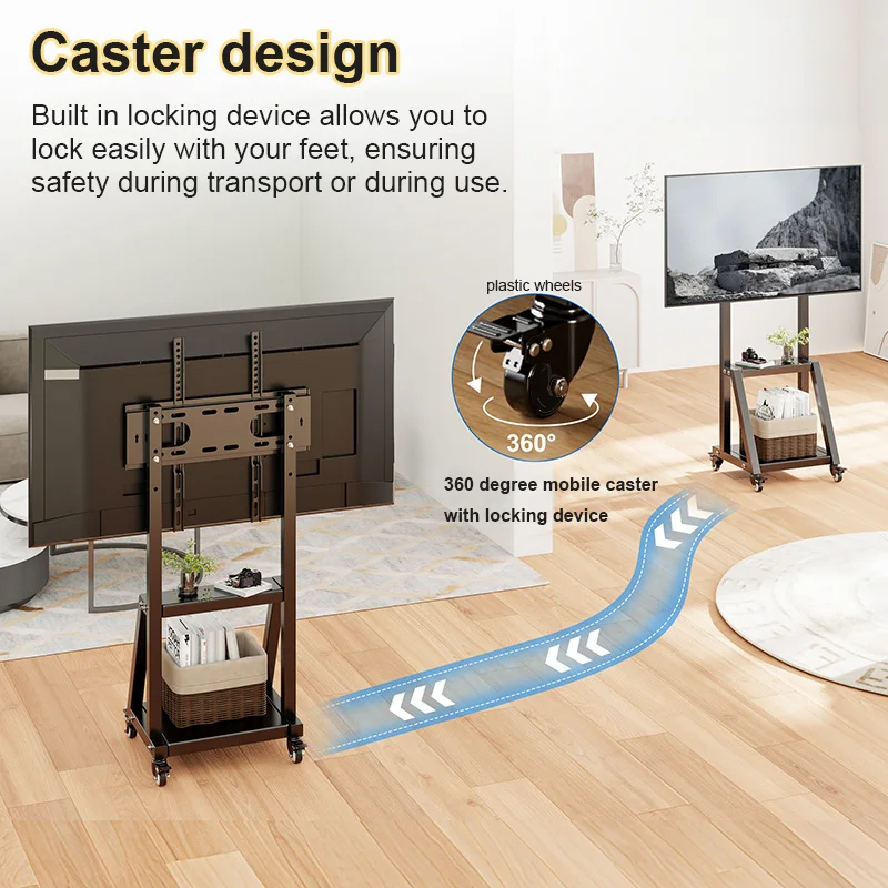 Soporte móvil para televisor con ruedas inclinable y altura ajustable - imagen 3