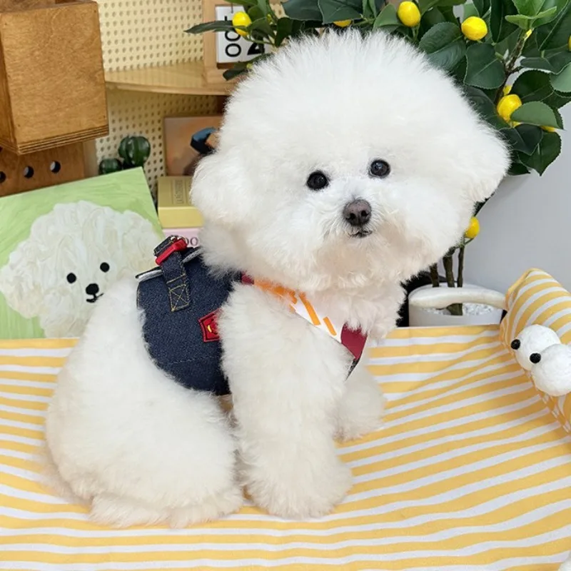 Lindo mascota tracción 1/Pic ropa para mascotas gato Teddy chaleco andador a rayas Yorkshire puede tirar vaquero chaleco perro arnés Accesorios