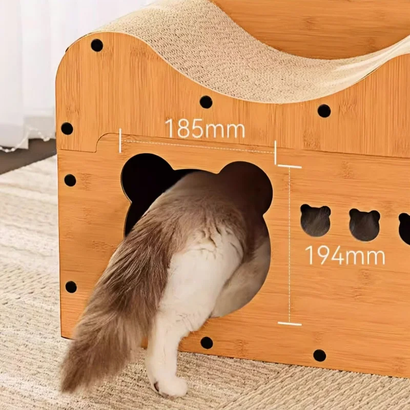 Casa rascador para gatos, Condo para gatos con tablero rascador para gatos, gran espacio, cama de cartón para gatos, cueva para descansar, rascador para gatos - imagen 5