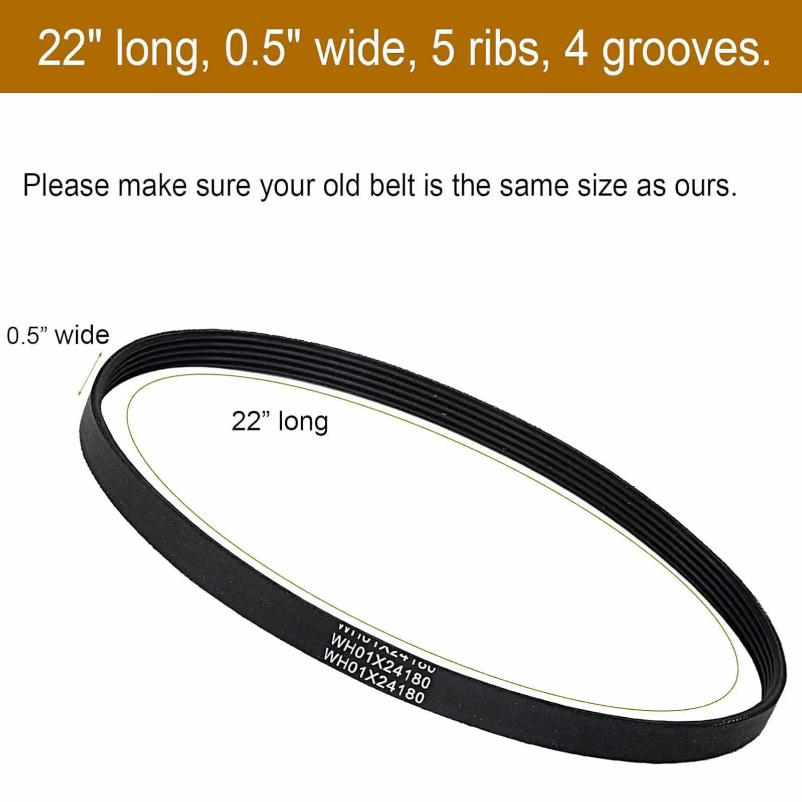 Washer Drive Belt Replaces Part Easy to Use Bathroom Lightweight Household Laundry Appliance Accessory WH01x24180 PS11736832