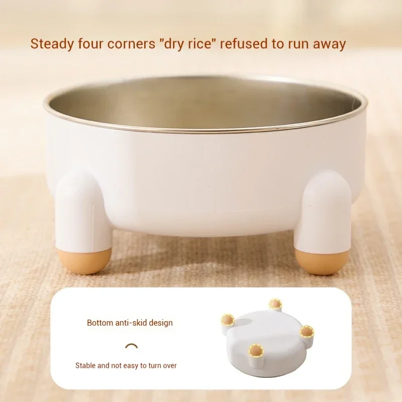 Cuenco de cuatro esquinas de acero inoxidable para gatos, cuenco para comer, protege cómodamente la columna Cervical, diseño de separación, cuenco para mascotas - imagen 4