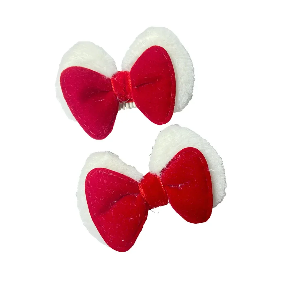 Gorros navideños para mascotas, Clip BB para mascotas, Clip de pelo a cuadros de conejo de terciopelo con diamantes dorados, accesorios para perros y gatos para Festival de Primavera - imagen 5