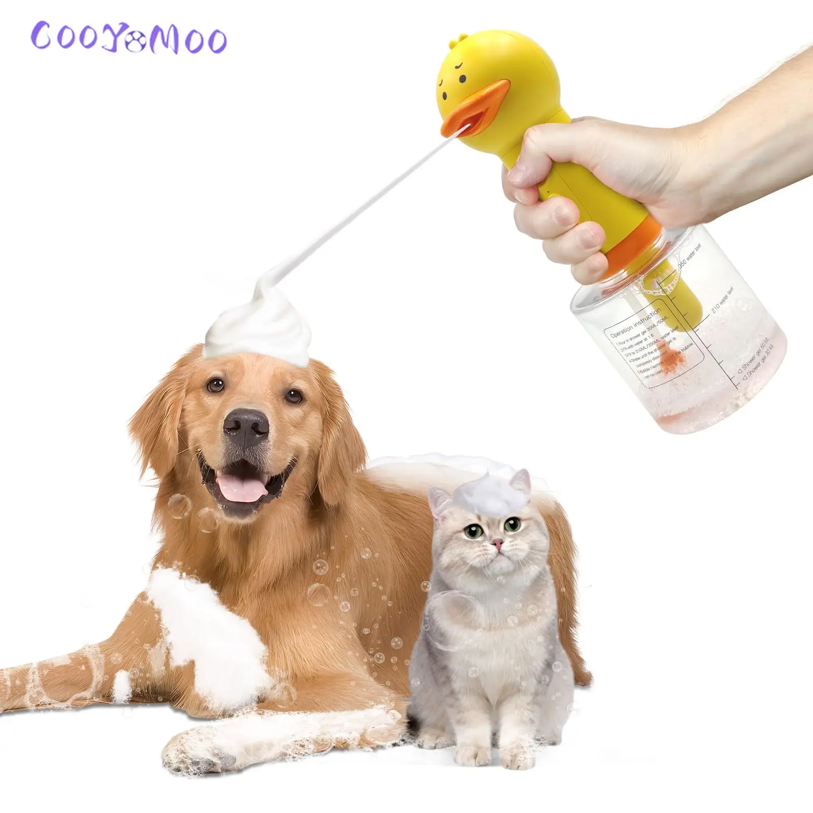 Máquina de espuma eléctrica de pato amarillo, dispensador automático de jabón de mano, lanzador de máquina de espuma para baño de gatos y perros, accesorios para mascotas