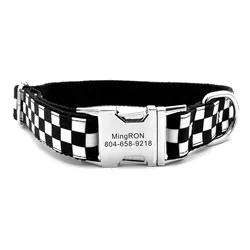Collar y correa personalizados para perro – Blanco y negro ajustable