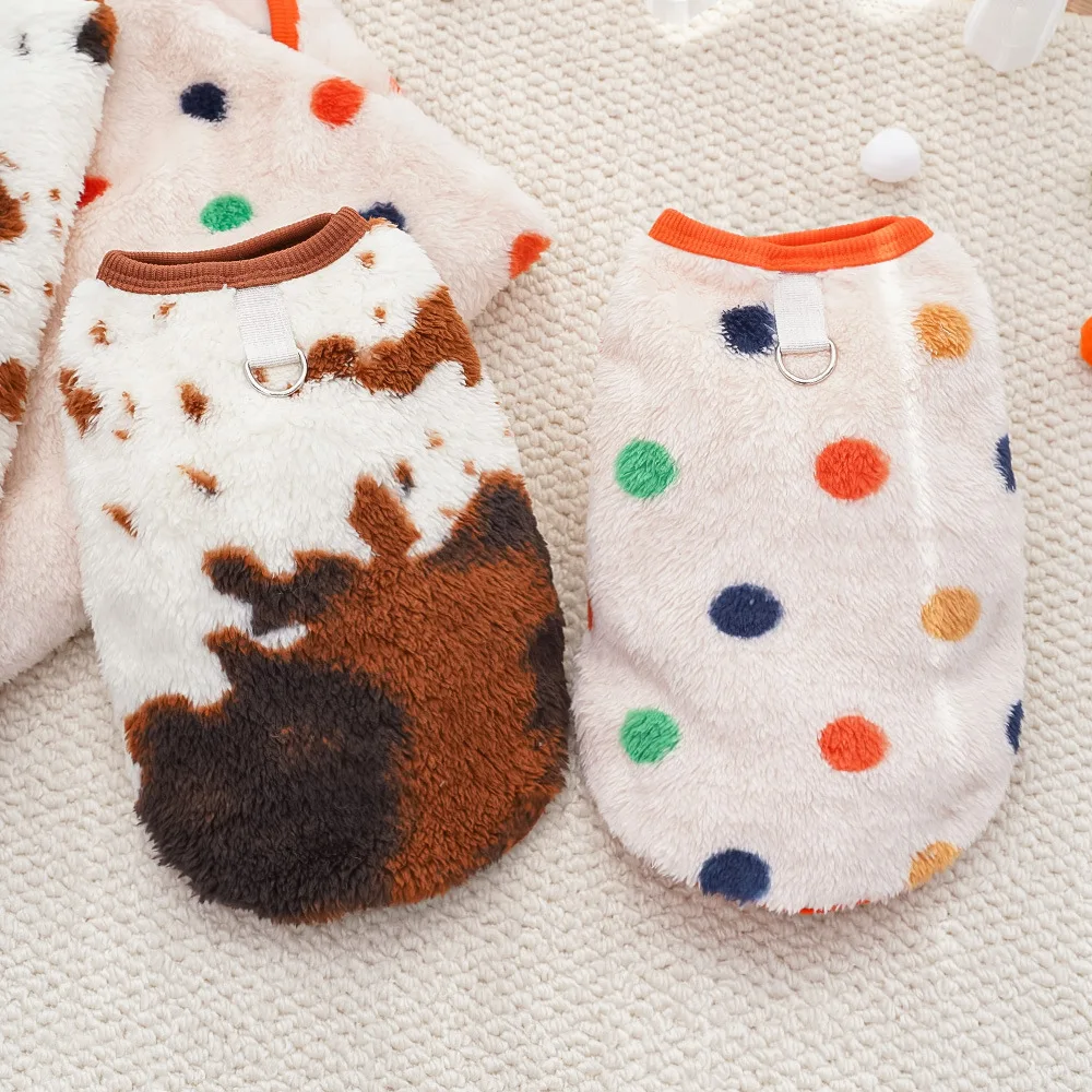Autumn and Winter Polka Dot Plush Vest for Dogs Cats Pet Clothes Vests Supplies Dog Clothing Puppy Clothes for Small Dogs - imagen 2
