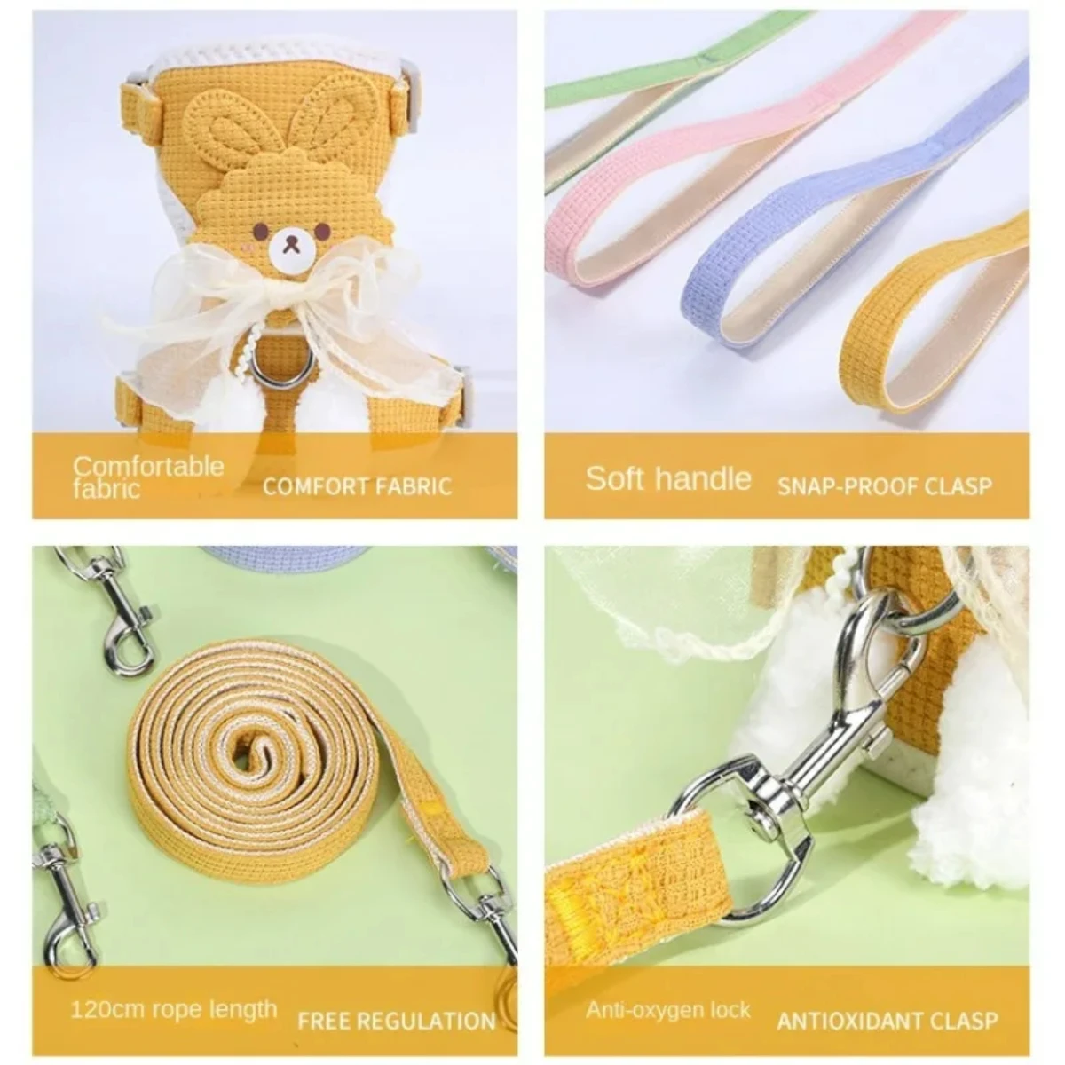 Correa con lazo para cachorros, cuerda de tracción para gatos, chaleco ajustable especial antirotura, cadena para gatos, cuerda para caminar, bola colgante para el pecho y la espalda - imagen 4