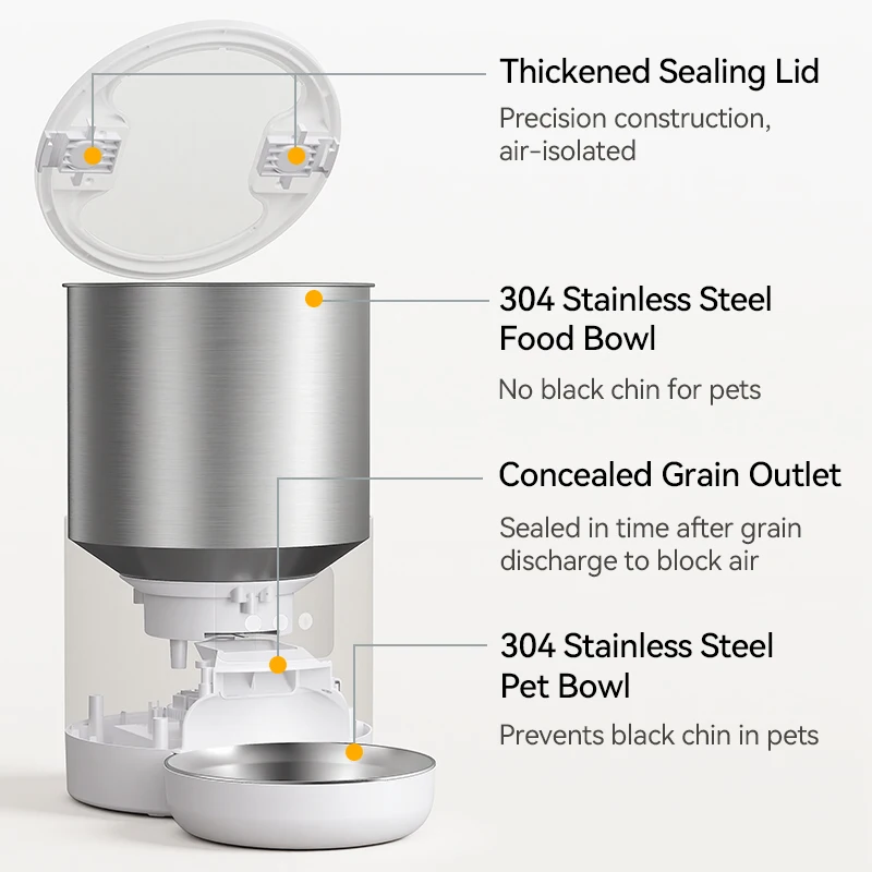 ROJECO-comedero para gatos de acero inoxidable, 4,5l, WiFi, aplicación remota, Control, grabación de voz, dispensador inteligente de paletas para gatos, accesorios para perros y mascotas - imagen 5