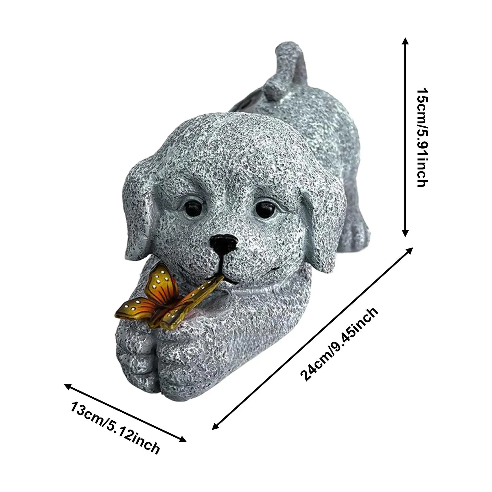 Solar Powered Dog Garden Statue Light Yard Art Resin Dog Figurine,Animal Sculpture,Yard Decoration,for Balcony Lawn Courtyard