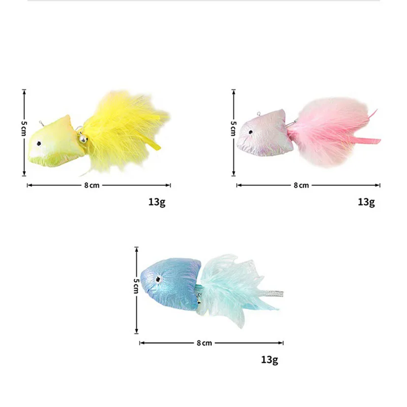 Juguete para gatos con hierba gatera: pez de peluche con pluma - imagen 5