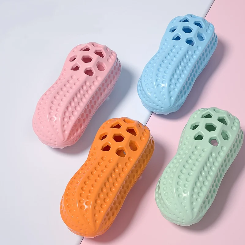 Peanut Shape TPR Pet Toy Sound Dog Teething Simulation Leak Resistant Cross-Border Interactive Dental Chew Toy for Puppies - imagen 4