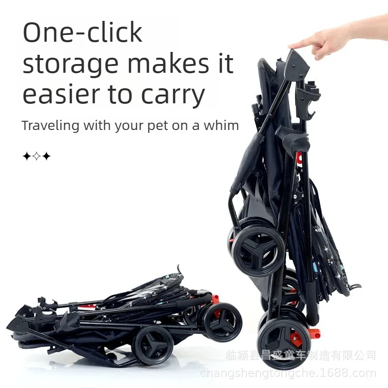Carrito plegable para gatos y perros con cesta extraíble de transporte