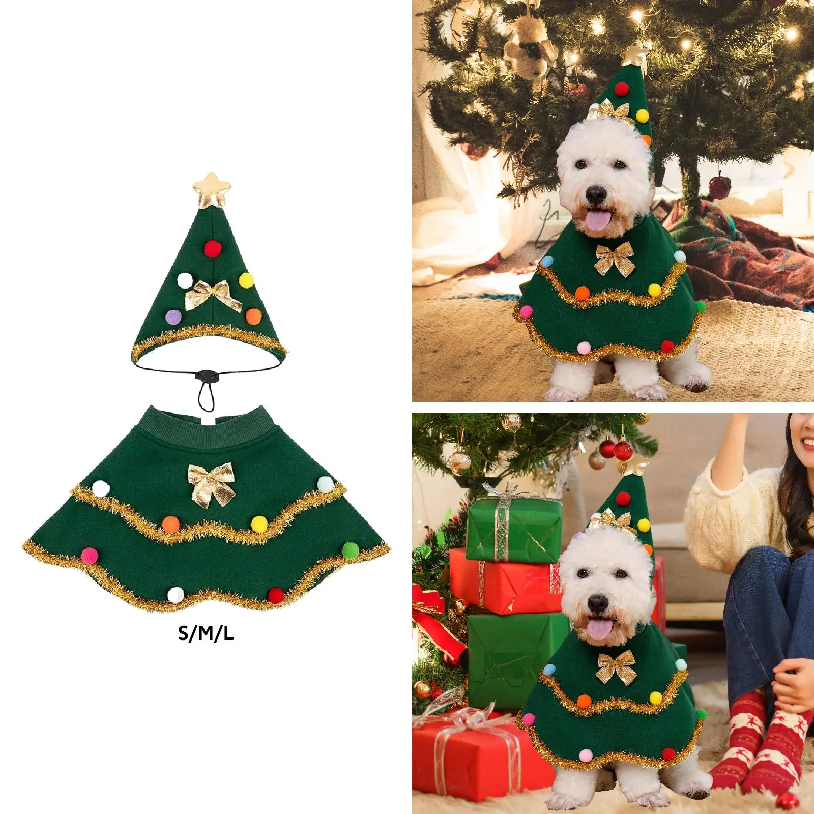 Disfraz navideño para perro, sombrero con capa, accesorios de Cosplay para cachorro, traje para gato, ropa para mascotas para viaje en el parque, niño y niña, Año Nuevo - imagen 4