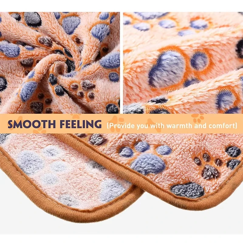 Estera de cama para perros, manta suave y esponjosa para mascotas, bonito patrón de patas/elefante, estera de viaje para mascotas, manta cálida y cómoda para perros y gatos - imagen 5