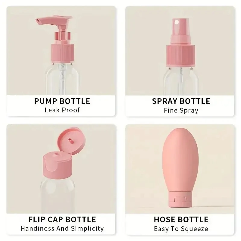 Juego de botellas recargables de viaje, loción en aerosol rellenable, champú, tubo de ducha, recarga cosmética, 11 Uds. - imagen 3