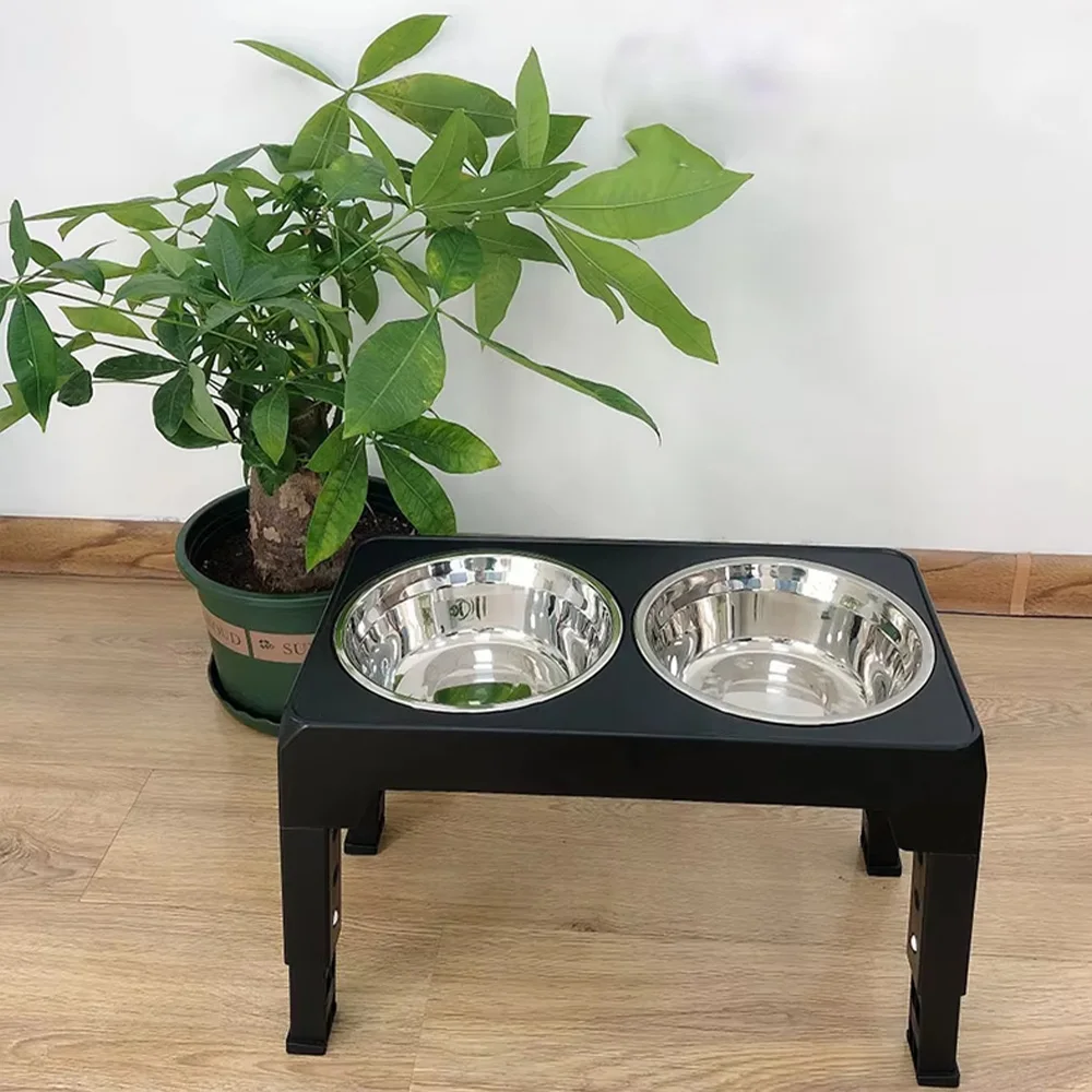 Comedero elevado para perros con doble cuenco de acero inoxidable - imagen 4