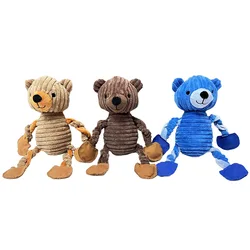 Juguete de peluche para perros con forma de oso, juguete para mascotas con nudo de cuerda resistente a masticar chirriante, juguete interactivo para limpieza de dientes para cachorros y adultos