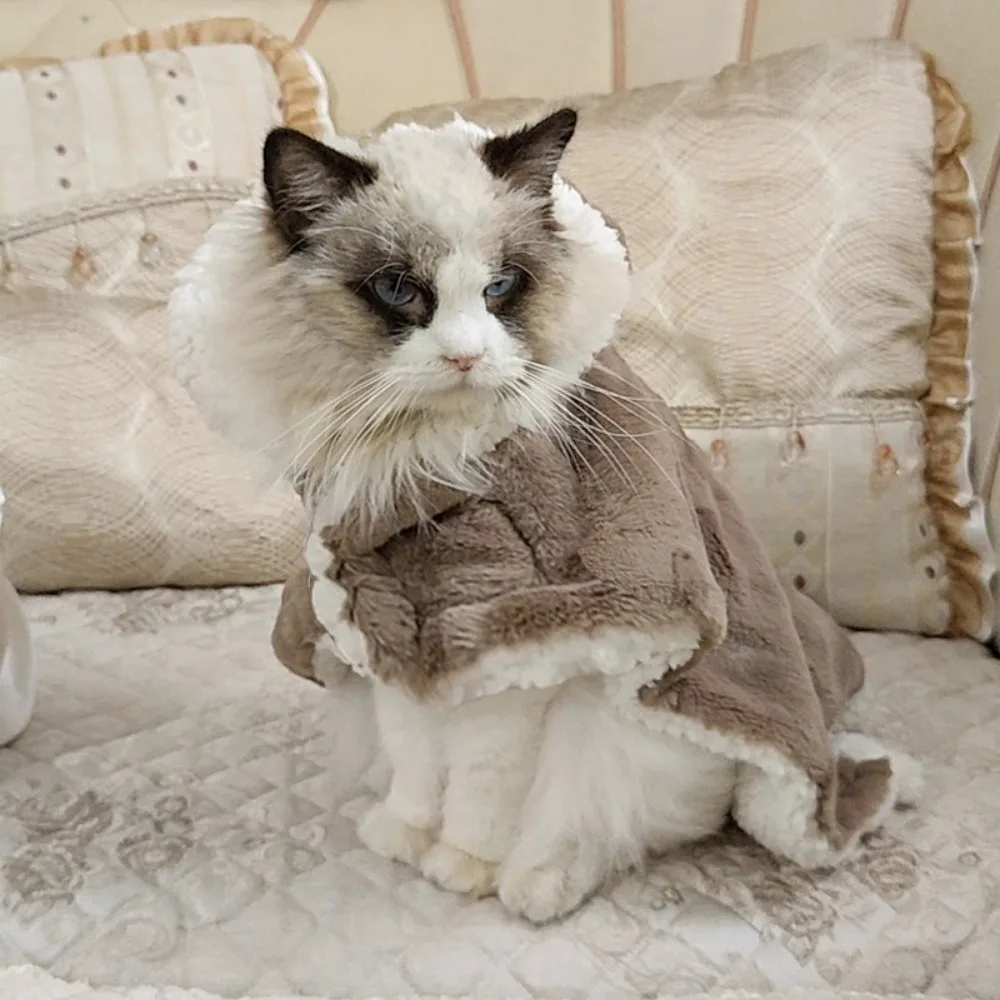 Manta de felpa de otoño e invierno para mascotas con aislamiento de felpa, capa para mascotas, manta de piel de conejo, camisón para perros pequeños, pijamas, ropa para cachorros - imagen 3