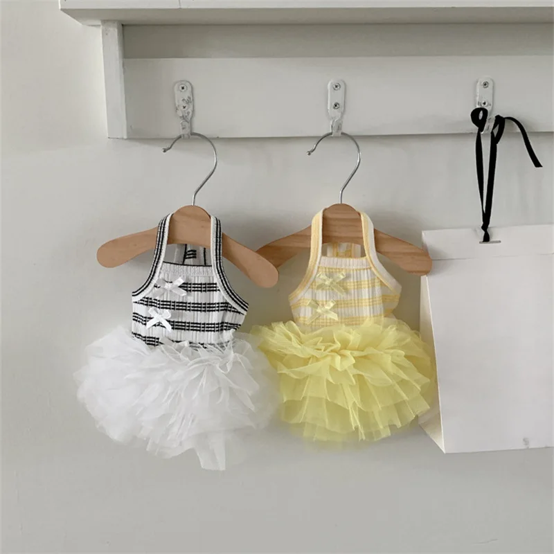 Vestido a rayas con malla transpirable para gatos y perros pequeños - imagen 5