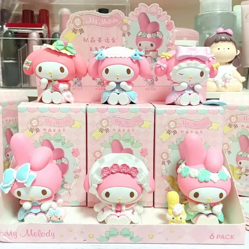 Caja ciega Sanrio con temática para fiesta de té, Piquenique Morango My Melody, estatuilla hecha a mano, decoración bonita, juguete para regalo coleccionable Premium