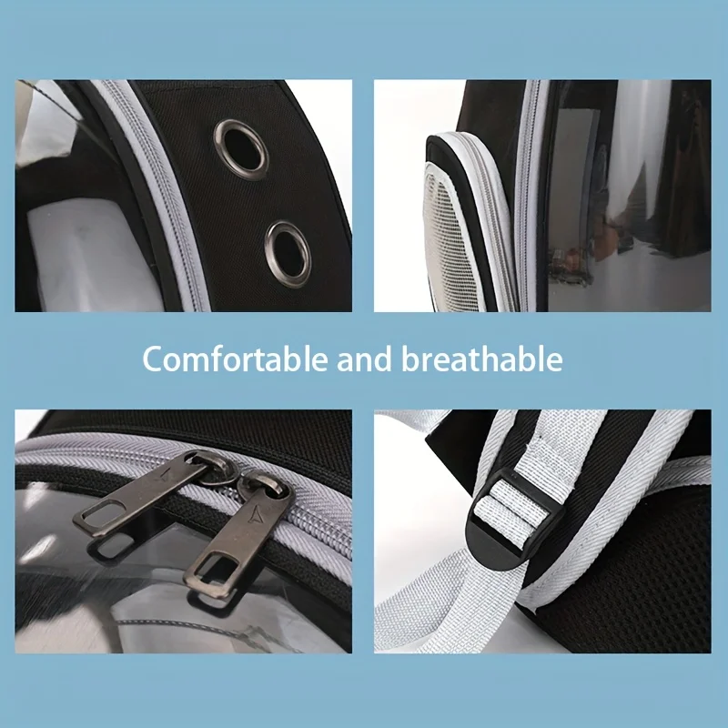 Mochila para gatos con cápsula espacial transparente y transpirable: transportador de mascotas acrílico duradero con acceso con cremallera - imagen 4