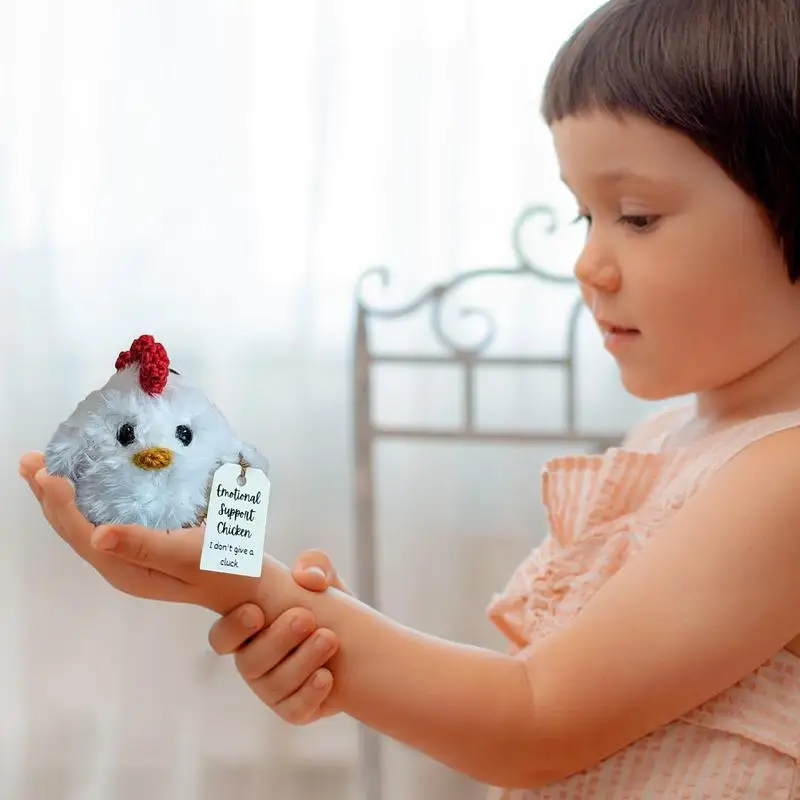 Pollo positivo tejido, muñeca de soporte emocional, estatuilla de pollo pequeño, figuras de animales de peluche coleccionables con positivo - imagen 2