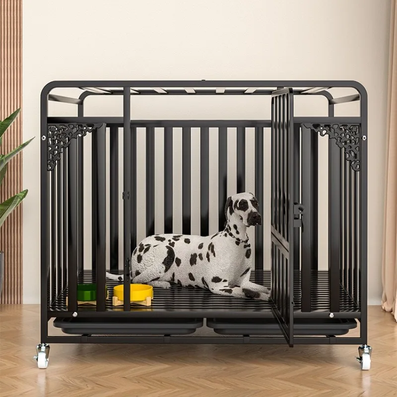 Jaula de Metal para perros, accesorios para casa de perros grandes y medianos, jaulas para perros grandes, bandeja con ruedas para cachorros, suministros para casa para perros para interiores y exteriores