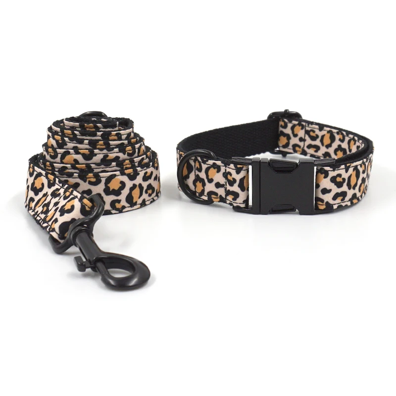 Arnés de perro de leopardo marrón para perros, Collar y correa para mascotas con grabado personalizado, conjunto con bolsa para excrementos con lazo extraíble, suministros de lujo para mascotas - imagen 3