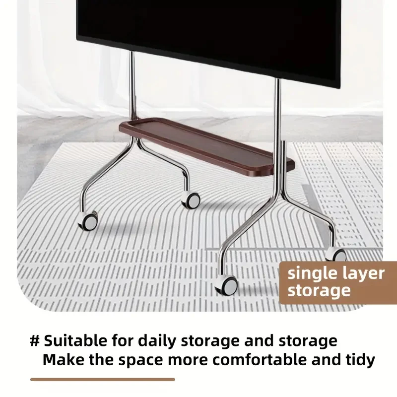 Caballete para carrito de TV móvil, soporte rodante para TV para pantallas de pantalla plana de 32 a 65 pulgadas, soporte portátil para TV de suelo de acero inoxidable con bloqueo - imagen 5