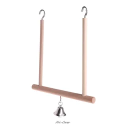Percha de madera natural para loros y pájaros – Columpio para jaula