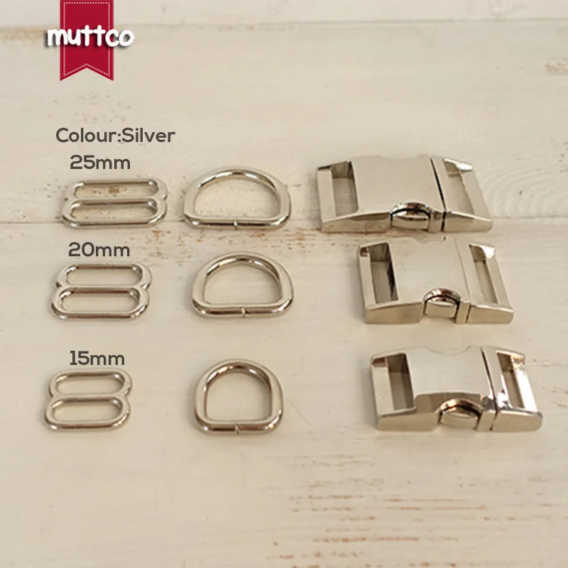 10 juegos de hebilla de Metal chapada en aleación de Zinc, anillo D ajustable para collares de perro DIY, 15mm, 20mm, 25mm, accesorios para mascotas de tres colores - imagen 5