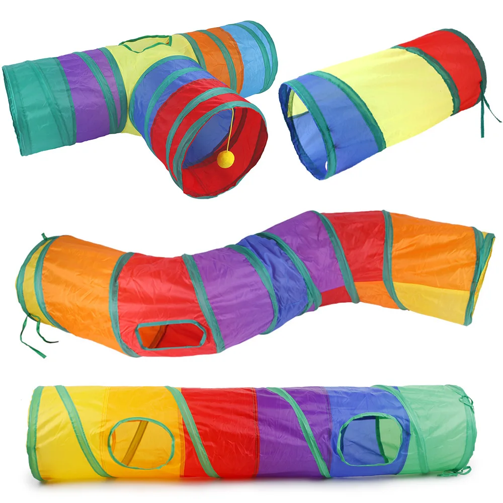 Túnel plegable para gatos, juego de juguetes para mascotas, varita interactiva divertida, ideal para cachorros, gatitos y conejos - imagen 3