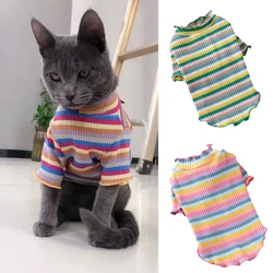 Chaleco a rayas térmico de algodón para gatos Sphynx sin pelo