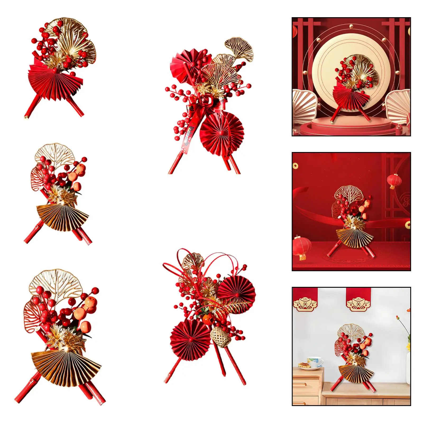 Estatuilla de bambú de Año Nuevo Chino, decoración de mesa de bayas rojas, centro de mesa coleccionable de la suerte para mostrador de Hotel - imagen 4