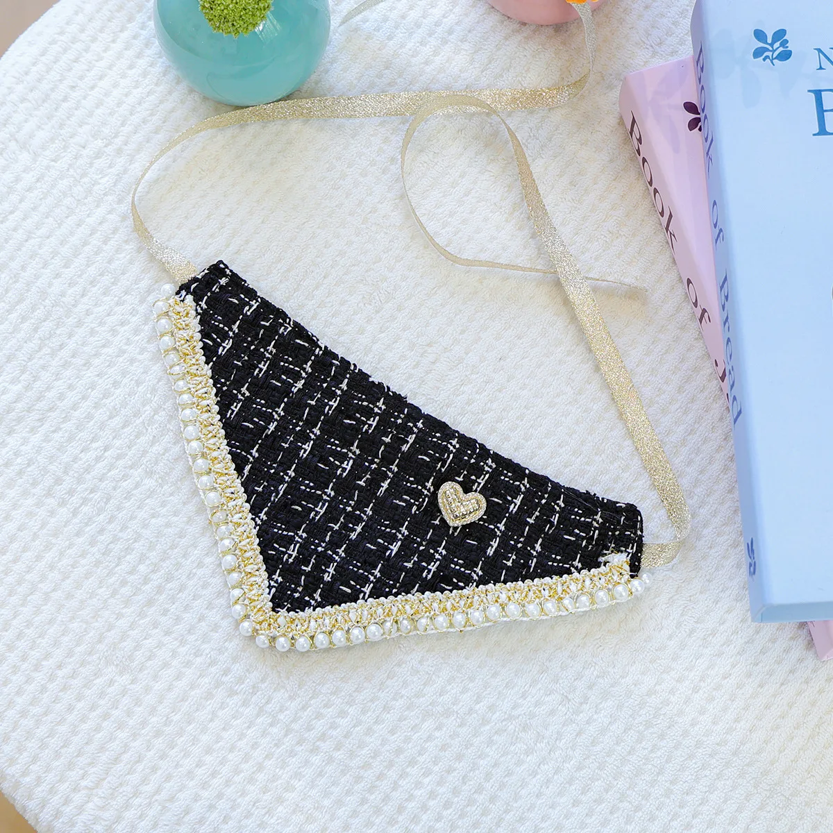 Bandana de lujo para perros y gatos, vendaje triangular de Tweed ajustable, accesorios para perros pequeños, bufanda Triangular para cachorros y gatitos