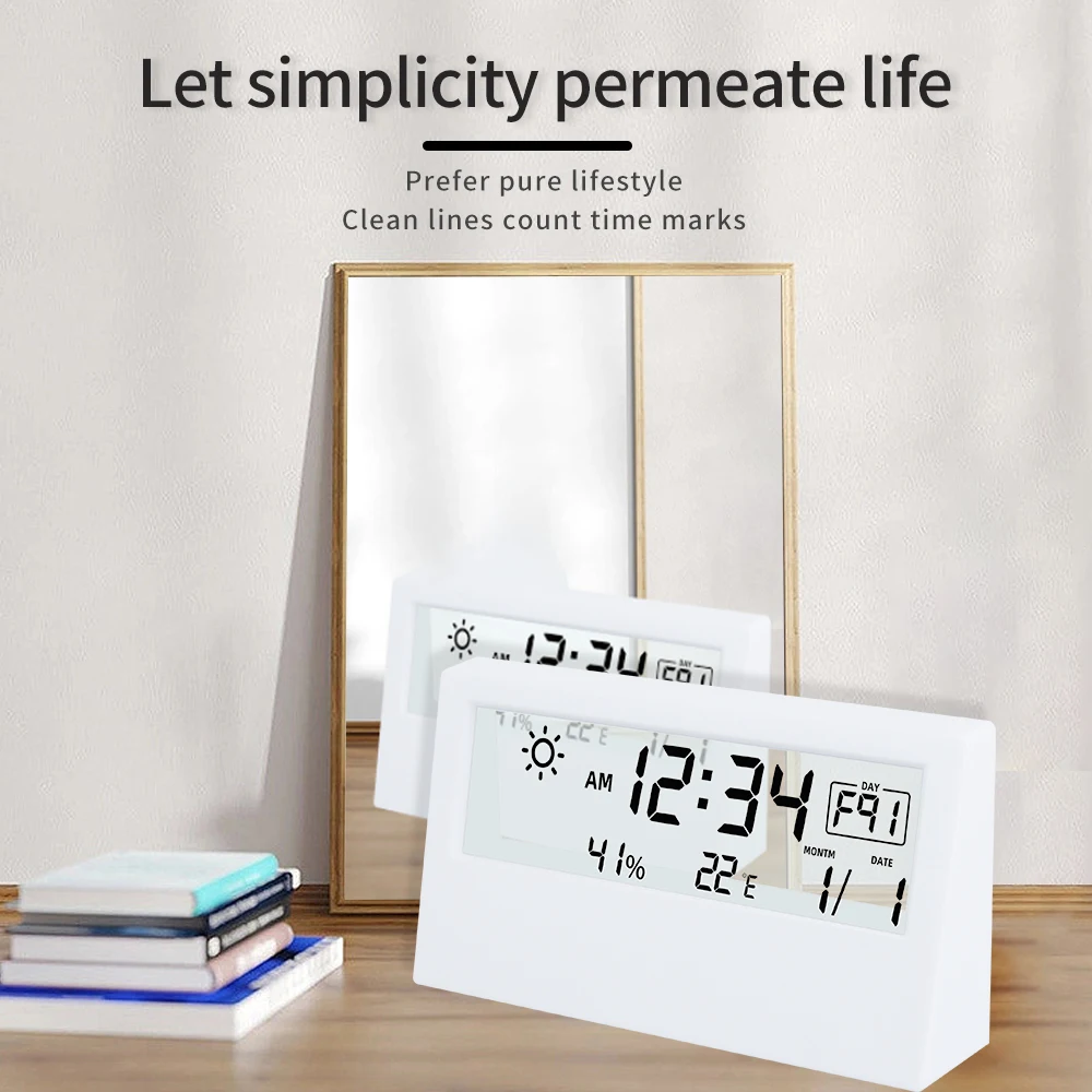 Medidor electrónico multifuncional de temperatura y humedad, despertador, termómetro LED, higrómetro, estación meteorológica para el hogar y la Oficina - imagen 4
