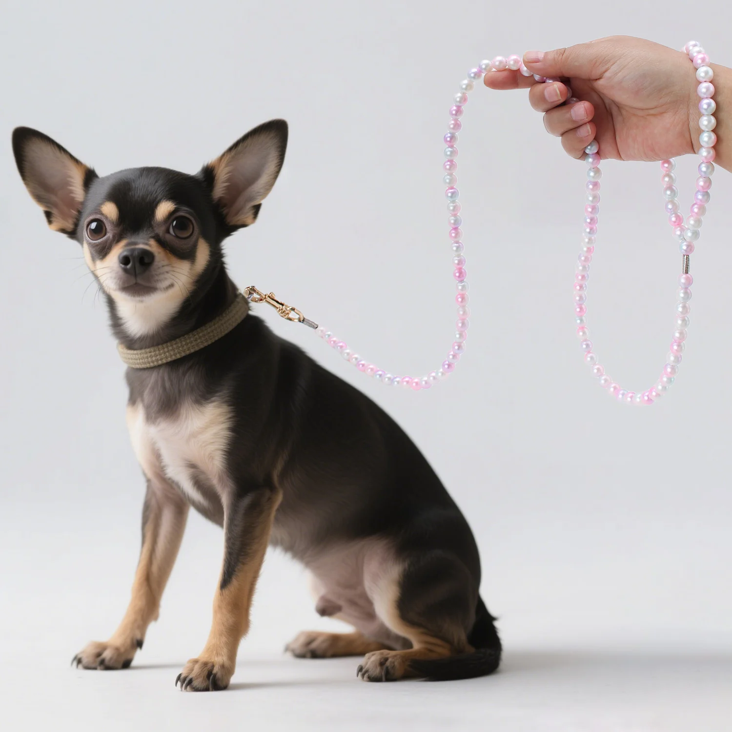 Correa decorate con piedras para perros y gatos – Color rosa - imagen 3